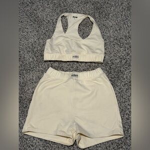 Bo + Tee Cream Sports Set - Sweat Short and Sweat Top - Small